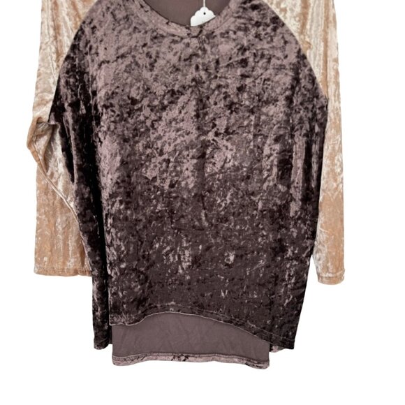 Pol Velvet Color Block Long Sleeve Top shirt 3/4 sleeve womens size large new - Picture 4 of 9